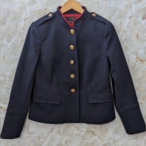 Talbots navy blue military style jacket with red trim & gold accents size 12